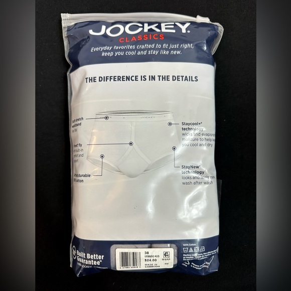 Jockey classic full rise briefs 3 Pack / 38 NEW - Picture 3 of 4